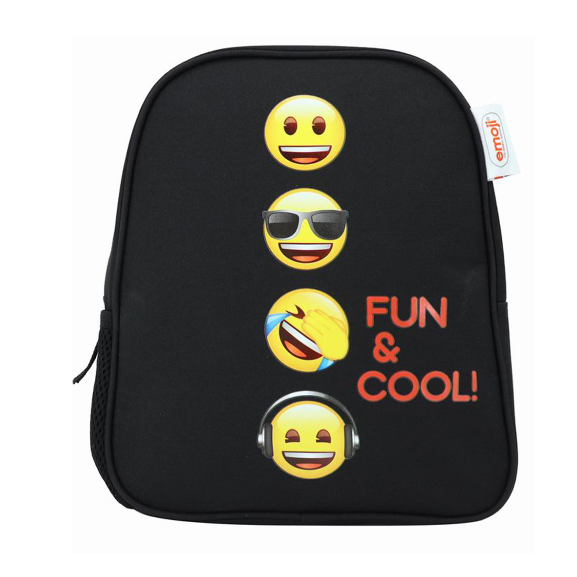 Ghiozdan gradinita, Emoji, clasic, un compartiment, buzunar pentru sticla, 28 cm, negru - imagine 4